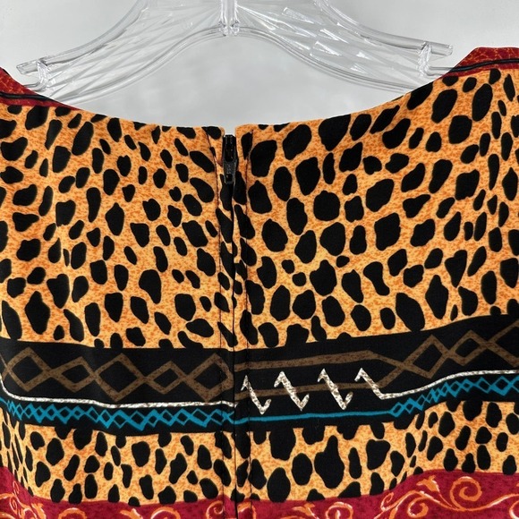 Sag Harbor Dress Brown Leopard V-Neck Sleeveless Sheath Dress Women's Size 8 - Picture 6 of 10